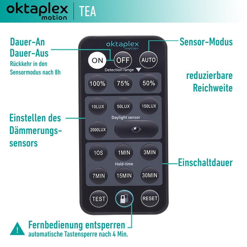 Oktaplex Tea Outdoor Motion Sensor 360 Degrees Including Remote Control