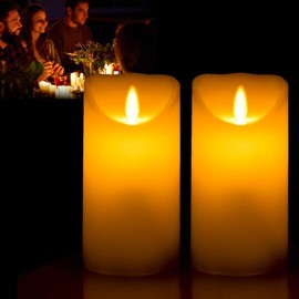 LED Velas Sin llama, velas eléctricas con luz, Hasta 50 Horas de Luz, velas falsas operadas con pilas para decoraciones de festividades, celebración de temporada, decoración de Navidad y boda(2 piezas, Longitud 15 cm)