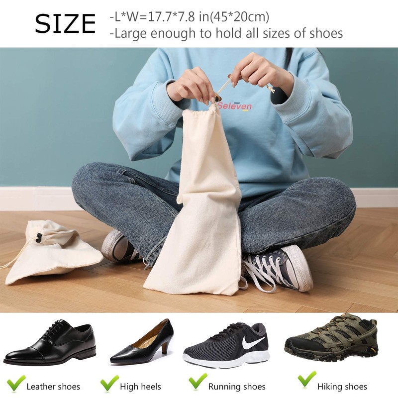 PlasMaller Shoe Storage Bags 100% Cotton with Drawstring For Men