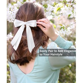 2 Pack Black Hair Bow, White Hair Bow Hair Bows Hair Bows for Women Elegant Hair Bow Clips, Hair Ribbons Barrettes Hair Accessories (Black and White)