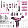Pink Tool Kit Box Drill Set：DEKOPRO Home Mechanic Toolbox with