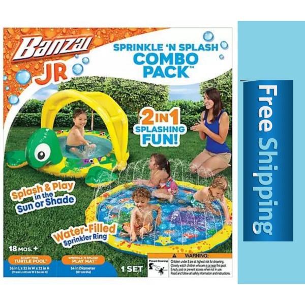 Banzai Sprinkle 'N Splash Combo Pack Outdoor Summer Water Slide