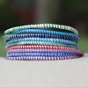 10 Teal and White Recycled Flip Flop Bracelets Hand Made