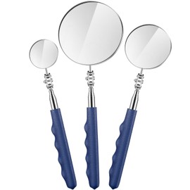 Copkim 3 Pieces Telescoping Inspection Mirror Stainless Steel Mechanic Mirror with Long Handle Extendable Mirror Telescoping Mirror Tool for Technicians Mechanics Contractors (Round)
