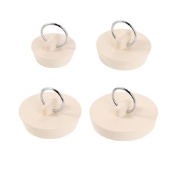Naisfei 4 Pieces Drain Stopper, Bath Tub Drain Stoppers, Rubber Sink Plug in 4 Different Sizes White, Drain Plug with Pull Ring for Bathtub, Kitchen and Bathroom and Laundry Sink Comes