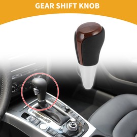 Partuto Automatic Gear Shifter Knob - Car Shift Lever Knob - for Toyota Prius C 2012-2017 Plastic Faux Leather Black Brown - 1 Pc