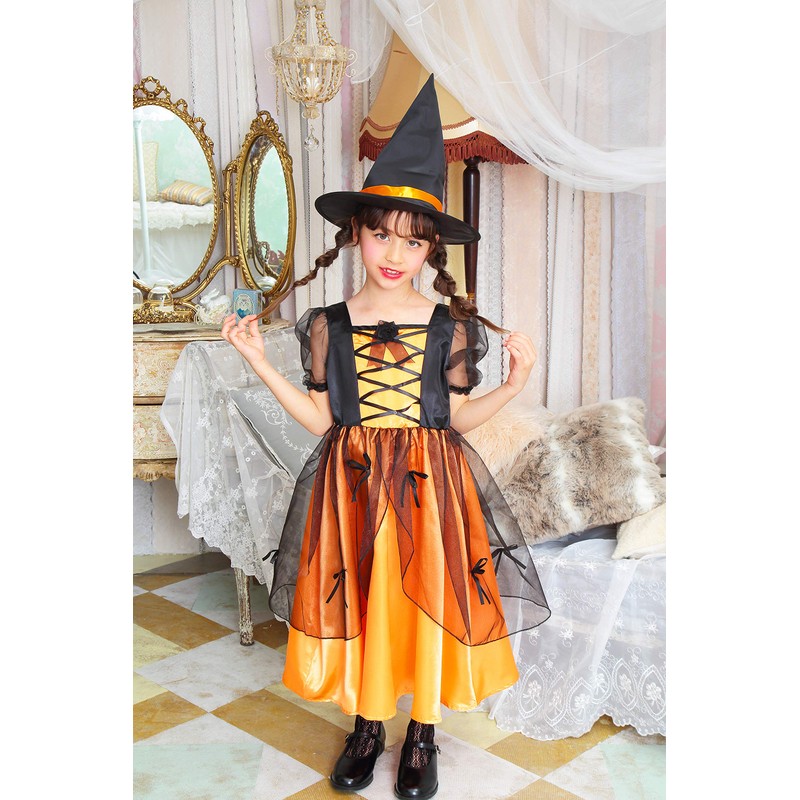クリアストーン(Clearstone) コスプレ ハロウィン メロディドレス キッズ 120cm 女の子 オレンジ
