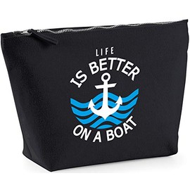 Hippowarehouse Life is better on a boat printed make up cosmetic wash bag 18x19x9cm