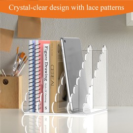 YAGELI Acrylic Magazine File Holder – Clear Desk Organizer with 4 Vertical Compartments – Space-Saving Rack for Office, Home, and Study – Stores Magazines, Folders, Files, Books & Mail