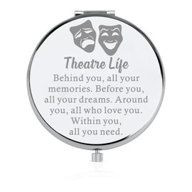 FEELMEM Theatre Life Compact Mirror Drama Mirror Actor Performer Gift Thespian Gift Theatre Mask Charm Mirror
