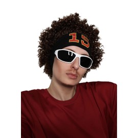 ALLAURA - Patrick Mahomes Wig + Sweatband 100% Realistic Curly Brown Wig for Men Women Fits All Non-itch Football Cosplay