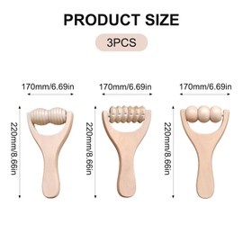 3 Stückmassageroller Holz,Massageroller,Faszienrolle,Massage Roller,Massagegerät Mit Griff Faszienrolle,Entspannung Von Rücken, Bein, Händen, Ganzkörpermuskulatur,Perfekt Für Entspannung Und Wellness