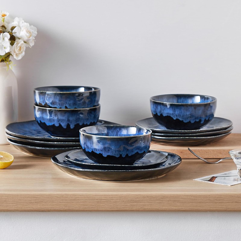 vancasso Starry 12 Pieces Dinnerware Set, Plates and Bowls Set