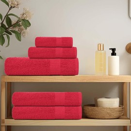 vidaXL Guest Towels, Set of 2, Red, 30 x 50 cm, 360 g/m², 100% Cotton, Guest Towel, Bath Towel, Bath Towel Set, Hand Towel, Face Towel, Hand Wash Cloth