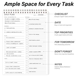 24 Hour Daily Planner - To Do List for Work & Personal Life, Productivity Everyday Planner, Daily Schedule, 6.5 x 9.8