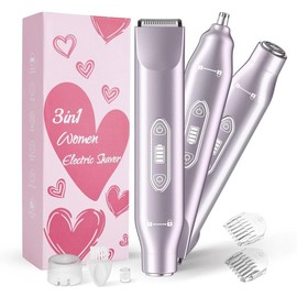 Electric Bikini Trimmer for Women, Rechargeable 2 in 1 Body & Facial Hair Removal, Waterproof Wet & Dry Use Trimmer for Women, Winter & New Year Gift, Valentine's Day Gift:_Upgrade Purple(3-in-1）