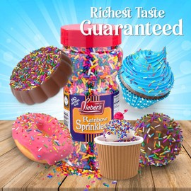 Lieber's Rainbow Sprinkles 283g Tasty Colourful Sugar Strands are a Great Dessert Topping for Cooking, Baking & Decorating Cakes & Ice Cream (Pack of 1), Multicolor