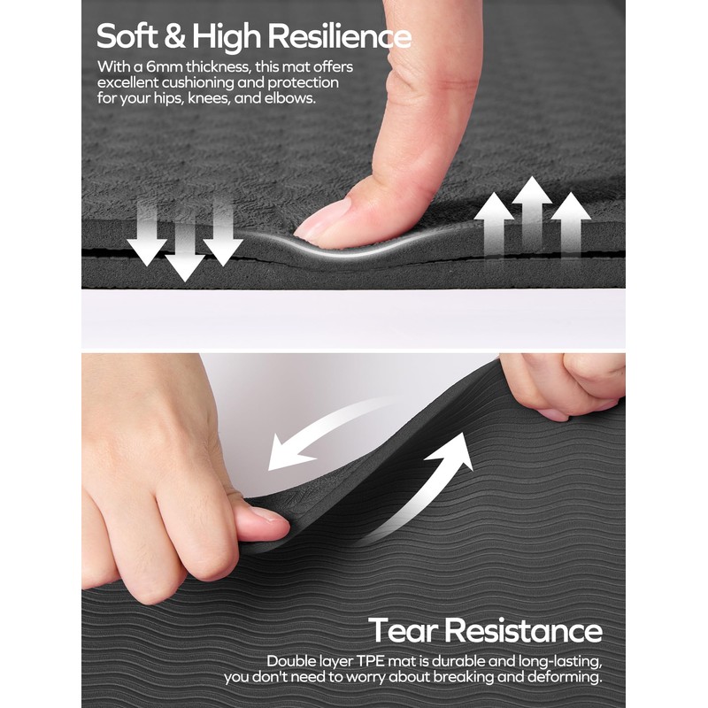 Ewedoos Eco Friendly Yoga Mat with Alignment Marks TPE Non