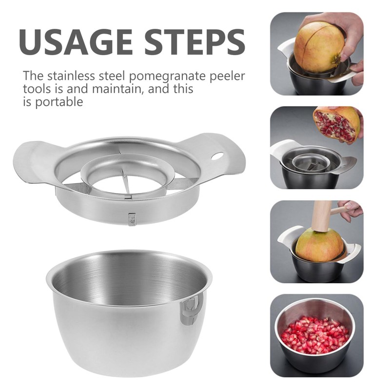 STOBAZA Pomegranate Peeler Deseeder Pomegranate Peeling Tool with Bowl Stainless