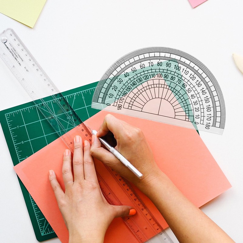 Luckious Clear Plastic Protractor - Accurate 180-Degree Measurement Tool, 4-Inch