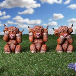Kilts Wi Hae Three Wise Highland Cows Coos - Hear No, Speak No, See No Evil Figurines
