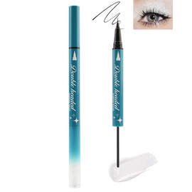 Double Ended Eyeliner Pen Quick Dry Waterproof Long Lasting Shimmer Eye Makeup High Pigmented Glitter Liquid
