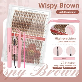 MOTIBACK Wimpern Extensions Set - 380 Pcs DIY Lash Extension Set mit 20D+40D für Damen | Selbstklebende Künstliche Wimpern inkl. Wimpernkleber, Präzisionspinzette, Applikator & Bürste (Braun)