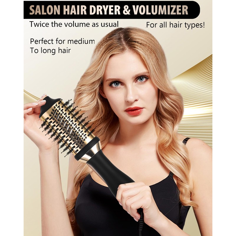 Blow Hair Dryer Brush: Detachable 4-in-1 with Ionic Technology, Brush-Blow-Dryer