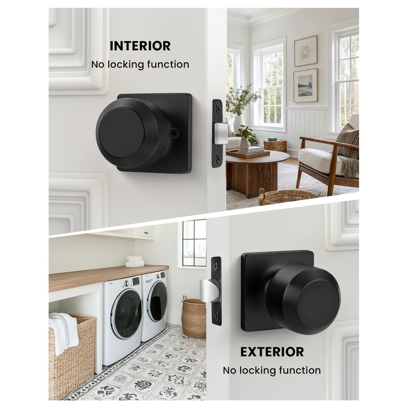 Haidms 6 Packs Black Interior Door Knobs, Passage Door Knobs