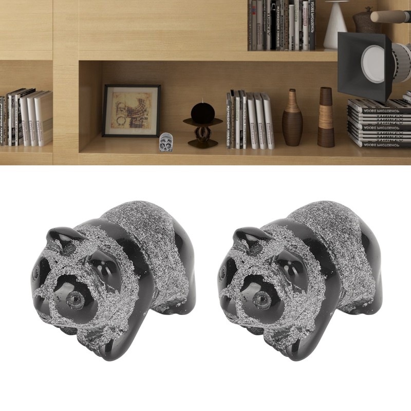 2pcs Panda Statue Obsidian Frosted Cute Mini Ingenious Handcrafted Panda