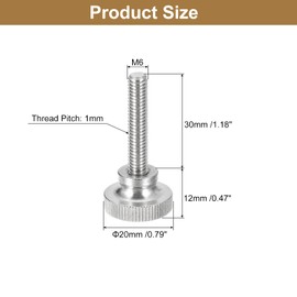 sourcing map M6x30mm Knurled Thumb Screws, 5pcs 304 Stainless Steel Flat Knurled Head Thumb Screws Bolts with Shoulder Grip Knobs Fasteners