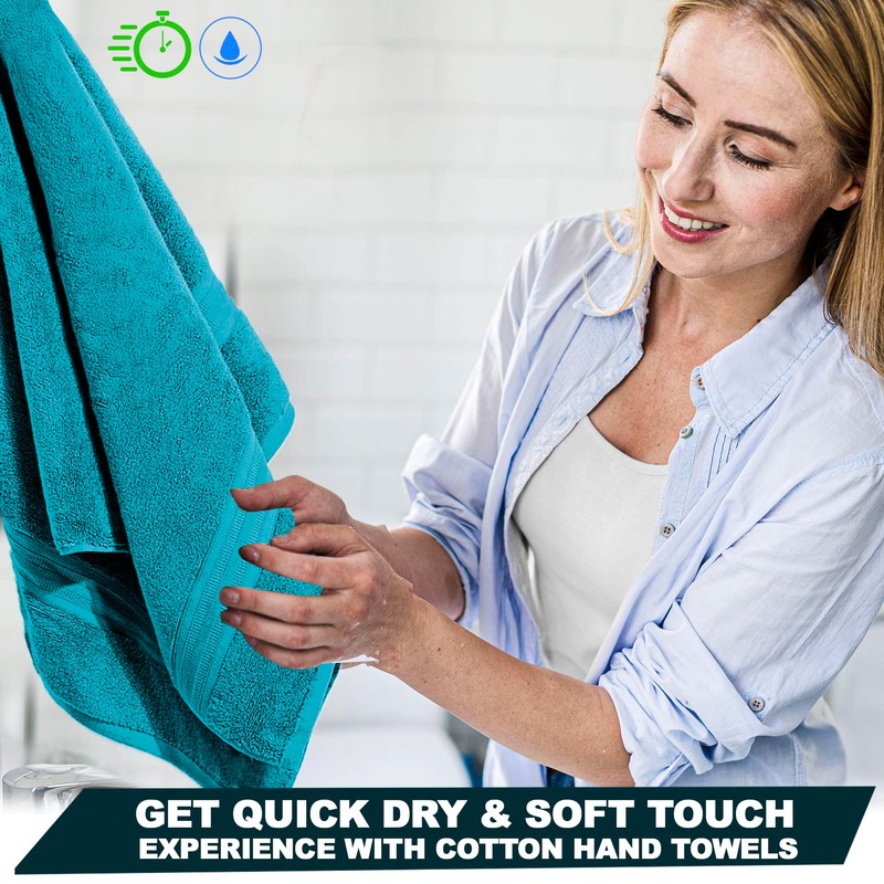 Towelogy® Premium Large Hand Towels Set 100% Combed Ring Spun