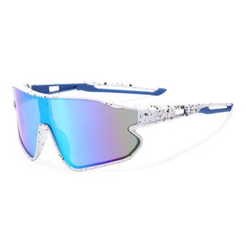 Kids Sunglasses – Boys Sunglasses for Age 8-10, UV400 Protection Youth Baseball Glasses & Sport glasses, Lightweight Durable Design for Outdoor Activities, Great for Cycling, Running, and Fun (Blue)