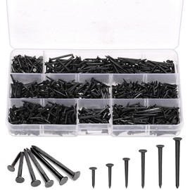 Swpeet 1200Pcs 6 Sizes 10mm/13mm/16mm/19mm/22mm/25mm Metal Nails Tacks Assortment Kit, Non-Slip Shoe Tacks Metal Hardware Nails Studs for Shoes Boots Leather Heels Soles Repairs Replacement