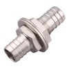 DERPIPE Stainless Steel 5/8" Hose Barb, Barbed Thru-Bulk Head, Hex