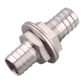 DERPIPE Stainless Steel 5/8" Hose Barb, Barbed Thru-Bulk Head, Hex Bulkhead Straight Fitting