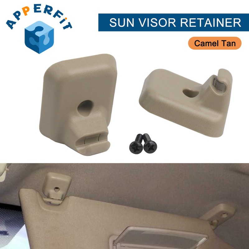 Sun Visor Clip Retainer Holder (Camel Tan) w/Screws for Sunvisor