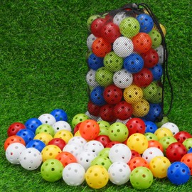 Coopay 72 Pack Practice Golf Balls, 42mm Plastic Golf Training Balls with a Drawstring Bag Hollow Sports for Swing Practice Driving Range Backyard Home Indoor Outdoor Use (Multicolor)