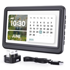ROCAM Digital Clock with Date and Day, Plug in Electric Digital Calendar with 12 Themes, 20 Custom Alarms and 18 Ringtones, Auto-Dimmer, 7" Dementia Clock Ideal for Elderly Teens Adults