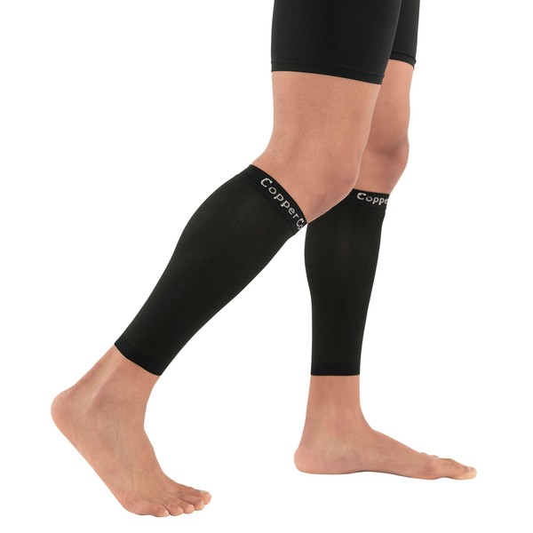 Copper Compression Calf Sleeves - Footless Compression Socks for Running, Cycling, & Fitness. Orthopedic Brace for Shin Splints, Varicose Veins, Arthritis, Sprains, Strains (1 Pair XL)