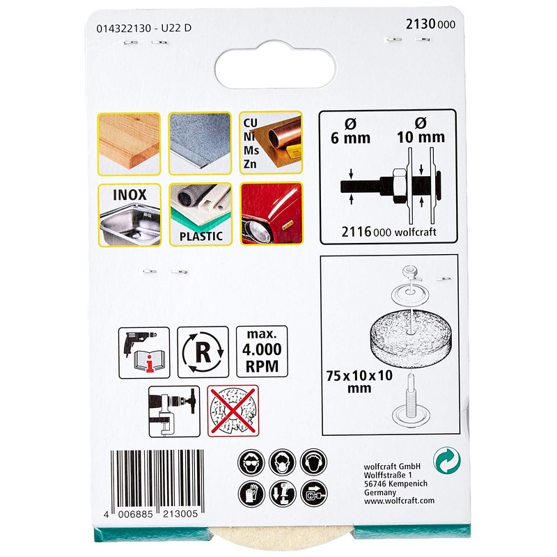 wolfcraft Felt Buffing Pad I 2130000