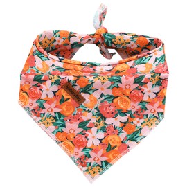 Lionheart glory Plaid Dog Bandana 1 Pack Washable Soft Cotton Flower Print Bibs Scarf, Adjustable Kerchief Square Dog Bandanas for Large Dogs