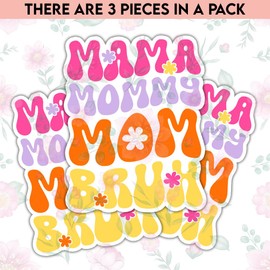TODOLIA (3Pcs-3in) Mama Mommy Mom Bruh Sticker Pack, Funny Mama Decal for Mom Grandma Daughter Sister Bestie, Mother's Day Gift Decoration for Laptop Tablet Window Kitchen Garden Helmet Bumper