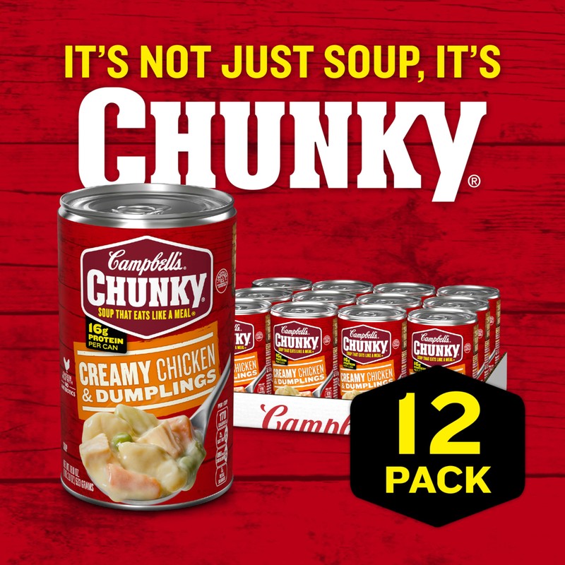 Campbell's Chunky Soup, Creamy Chicken and Dumplings Soup, 18.8 Oz