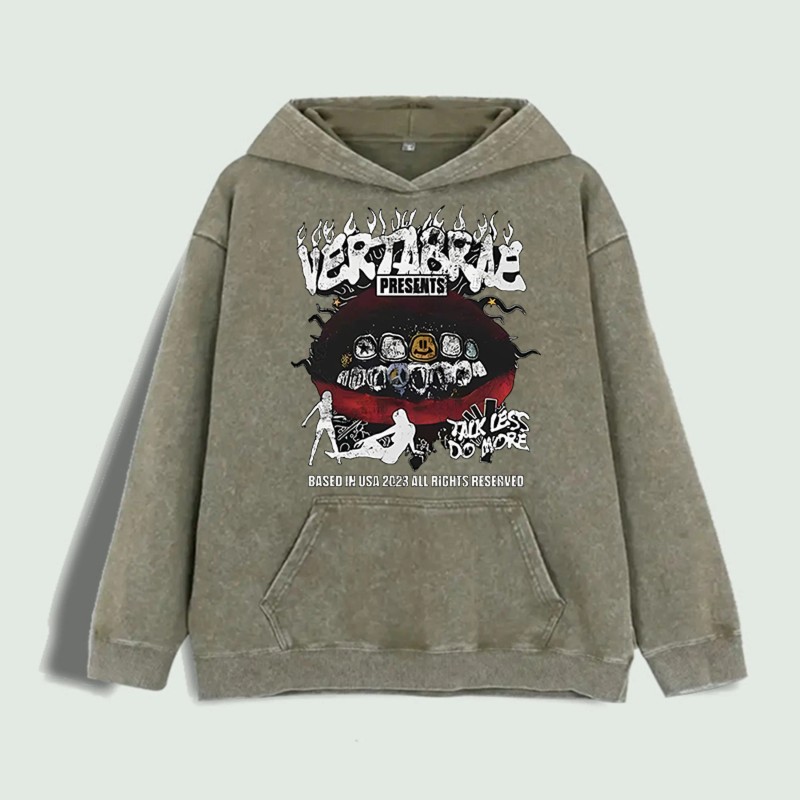 Vertebrae Graphic Hoodie 100% Cotton US Warehouse 6 ColorsColor: Brown,