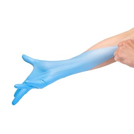 *BOX OF 100* Disposable Nitrile Gloves Blue [ MEDIUM ] Examination Gloves [ Powder, Latex Free ] Food Preparation, Tattoo, NHS, Care Home Work, Cleaning, Multi-Purpose Gloves