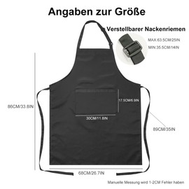 cactusgirl 2 Pack Adjustable Cotton Apron Cooking Apron Kitchen Apron Aprons for Men and Women, Black and black
