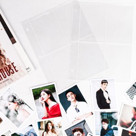 Baskiss 25 Pcs Bromid Refills, 4 Pocket Refills, Ultra Thick, Bromide L Size, Polaroid, Photo DSC Size, Photo Large, Clear File Storage Holder, Replaceable Pocket Files, Storage, 3 Holes for A4 Binder