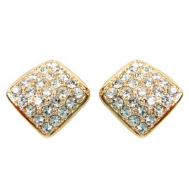 Navachi 18k Gold Plated Rhomboid White Crystal Zircon Omage Back Az1943e Earrings