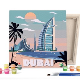 I Love Painting DIY Canvas Painting Kit 25x25cm Landmark_Dubai_Burj Al Arab / 아이러브페인팅 DIY캔버스형 그림그리기 25x25cm 랜드마크두바이버즈 알 아랍